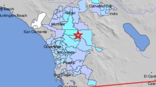 A USGS map shows where shaking was reported May 13, 2022 from a magnitude-3.5 earthquake in Southern California.