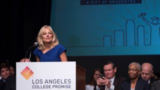 Then-second lady of the United States, Dr. Jill Biden, speaks at the launch of LA College Promise in Los Angeles California, September 14, 2016..