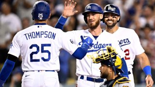 Los Angeles Dodgers defeated the Milwaukee Brewers 10-1 during a MLB baseball game.
