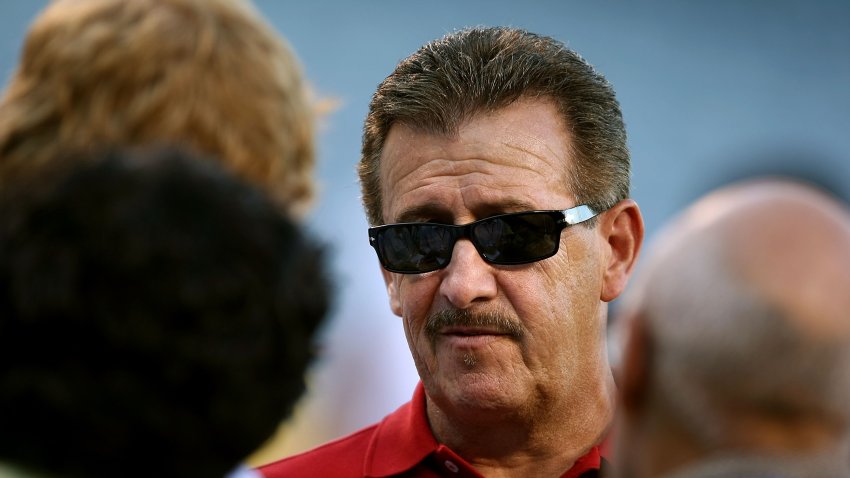 ANAHEIM, CA – OCTOBER 01:  Artie Moreno, owner of the Los Angeles Angels of Anaheim is interviewed before game one of the American League Division Series against the Boston Red Sox at Angel Stadium on October 1, 2008 in Anaheim, California.  (Photo by Stephen Dunn/Getty Images)