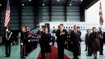 SANTA BARBARA, UNITED STATES - MARCH 01:  The Queen And Prince Philip With President Ronald Reagan And His Wife Nancy At The Welcome Ceremony, Santa Barbara, USA  (Photo by Tim Graham Photo Library via Getty Images)