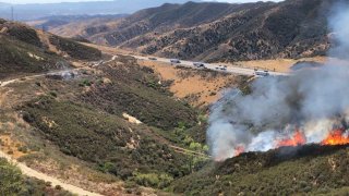 The Five Fire burns in the Castaic area Tuesday Sept. 6, 2022.