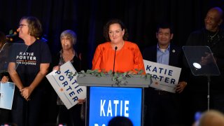 Rep. Katie Porter attends an election night watch party in Costa Mesa.