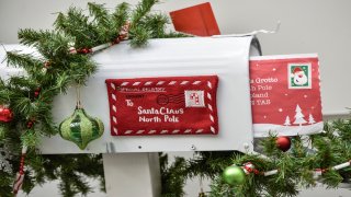 Decorations at the post office during Operation Santa in Los Angeles, California, on Tuesday, December 5, 2017. Operation Santa is the USPS' program to answer letters written to Santa by needy kids.