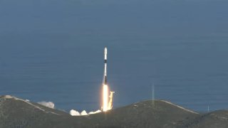 A SpaceX rocket lifts off from Vandenberg Space Force Base Tuesday Jan. 31, 2023.