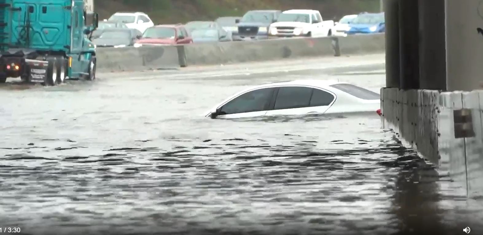 In Video: Section Of The 5 Freeway Flooded In Sun Valley - Globe Live Media