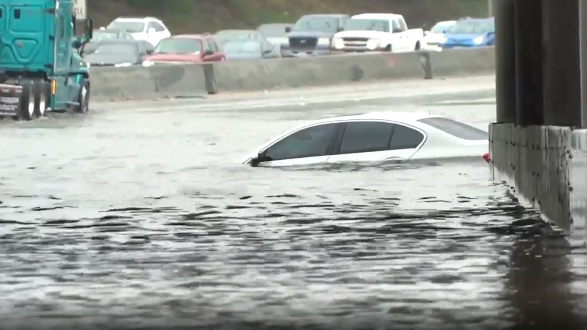 In video: Section of the 5 Freeway flooded in Sun Valley