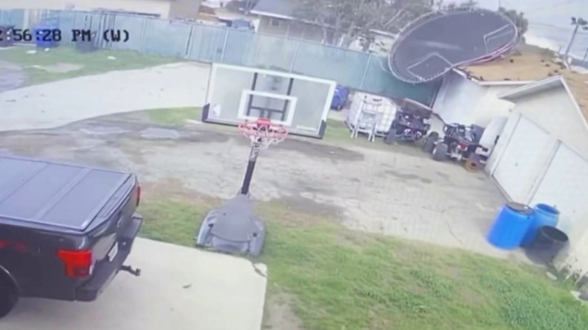 Caught on camera: High winds throw a trampoline into power lines in Pico Rivera