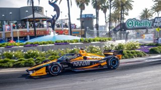 NTT IndyCar Series driver Pato O'Ward takes practice laps.