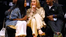 Adele attending the game between the Golden State Warriors and the Los Angeles Lakers.