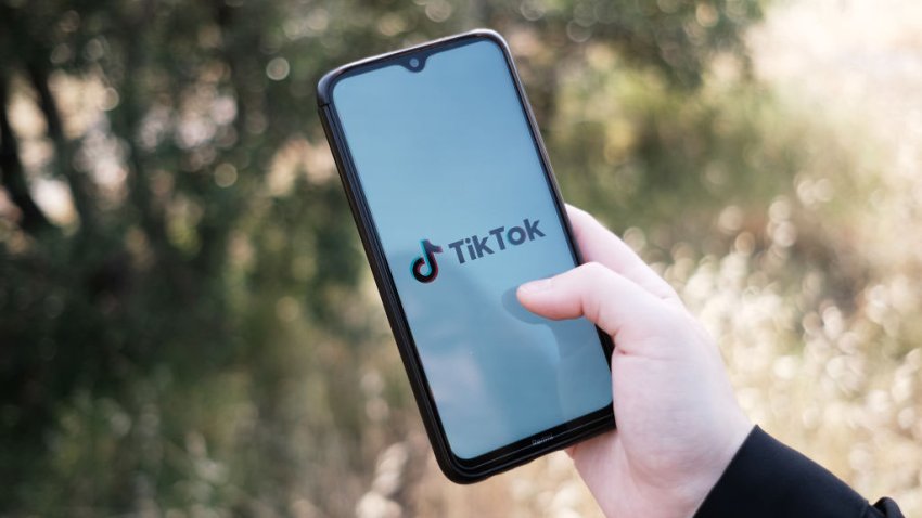 In this photo illustration a TikTok logo seen displayed on a smartphone screen in Athens, Greece on May 7, 2023. (Photo illustration by Nikolas Kokovlis/NurPhoto via Getty Images)