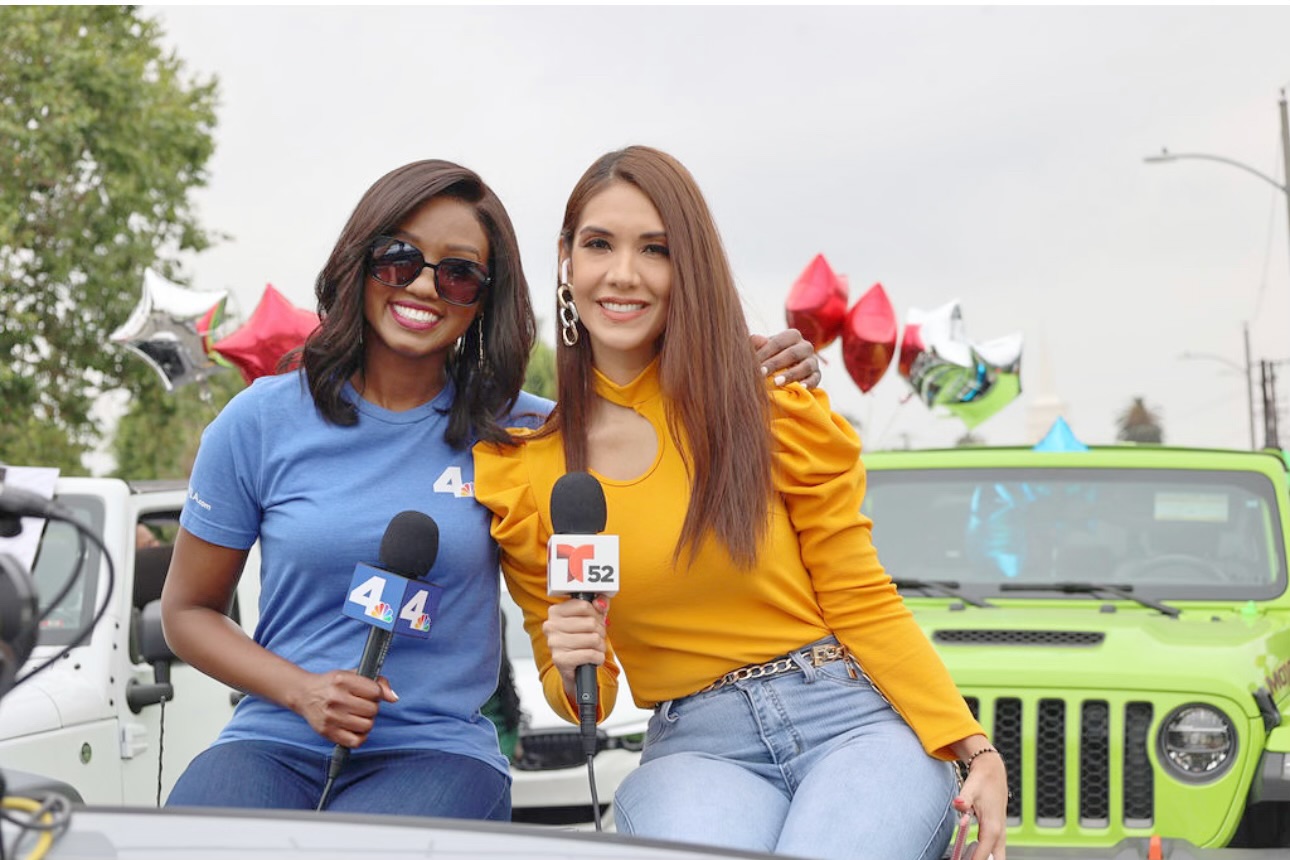 NBC4’s Robin Winston and Telemundo 52’s Michelle Trujillo at the Juneteenth in LA parade on Sunday, June 18, 2023.