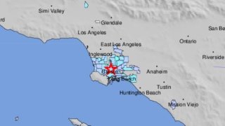 A USGS map shows where shaking was felt during an earthquake Thursday June 8, 2023.