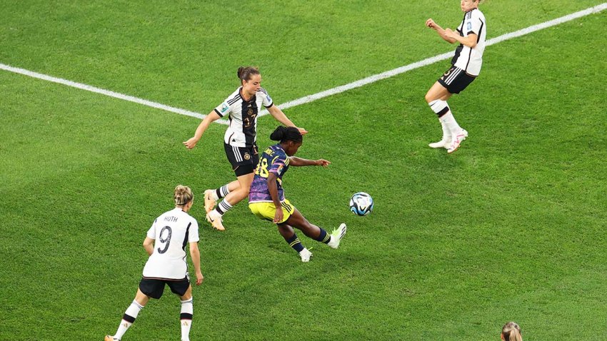 SYDNEY, AUSTRALIA – JULY 30: Linda Caicedo of Colombia scores her team’s fist goal during the FIFA Women’s World Cup Australia & New Zealand 2023 Group H match between Germany and Colombia at Sydney Football Stadium on July 30, 2023 in Sydney, Australia. (Photo by James Chance/Getty Images)