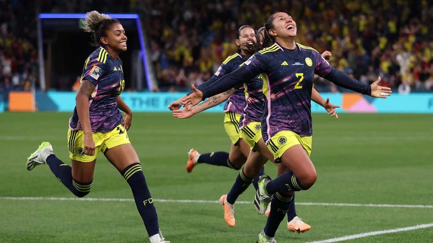 SYDNEY, AUSTRALIA – JULY 30: Manuela Vanegas of Colombia celebrates after scoring her team’s second goal during the FIFA Women’s World Cup Australia & New Zealand 2023 Group H match between Germany and Colombia at Sydney Football Stadium on July 30, 2023 in Sydney, Australia. (Photo by Cameron Spencer/Getty Images)