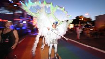 Revelers attend the West Hollywood Halloween Carnaval, in West Hollywood, California, on October 31, 2023.