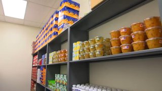 A food pantry at the Los Angeles Trade-Technical College's new Basic Needs Center, as seen on Thursday, Nov. 30, 2023.