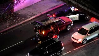 A car chase came to an end in Tarzana on Thursday, Dec. 21, 2023 following a PIT maneuver.