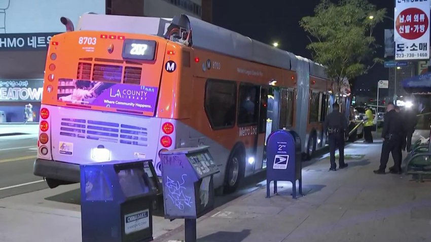 Authorities at the scene of a deadly confrontation on a Metro bus Friday Feb. 23, 2024.