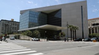 LAPD headquarters in Downtown LA, seen on Thursday, April 18, 2024.