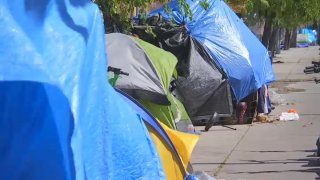 A homeless encampment in Los Angeles.