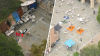 Manifestantes instalan tiendas de campaña y se suben al techo de un edificio en el campus de UCLA