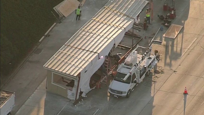 A crash involving a manufactured home Monday June 25, 2024 block traffic in Pasadena.