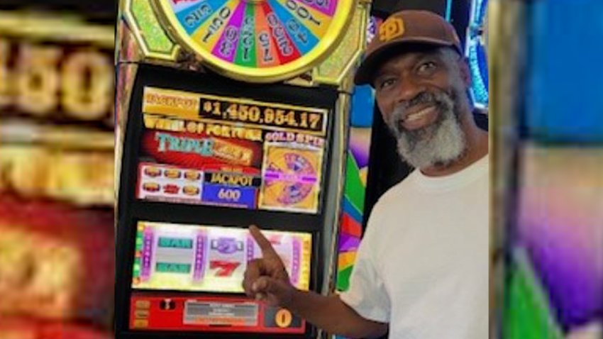 The man was feeding the Wheel of Fortune machine near Gate E-10 in Terminal 3 of Harry Reid International Airport when he hit the jackpot, according to an airport spokeswoman.