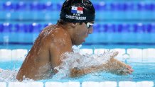 NANTERRE, FRANCE - JULY 30: Bernhard Tyler Christianson of Team Panama competes in the Men’s 200m Breaststroke Heats on day four of the Olympic Games Paris 2024 at Paris La Defense Arena on July 30, 2024 in Nanterre, France. (Photo by Sarah Stier/Getty Images)