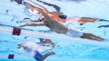 NANTERRE, FRANCE - JULY 30: (EDITORS NOTE: Image was captured using an underwater robotic camera.) Julio Horrego of Team Honduras competes in the Men 200m Breatstroke on day four of the Olympic Games Paris 2024 at Paris La Defense Arena on July 30, 2024 in Nanterre, France. (Photo by Quinn Rooney/Getty Images)