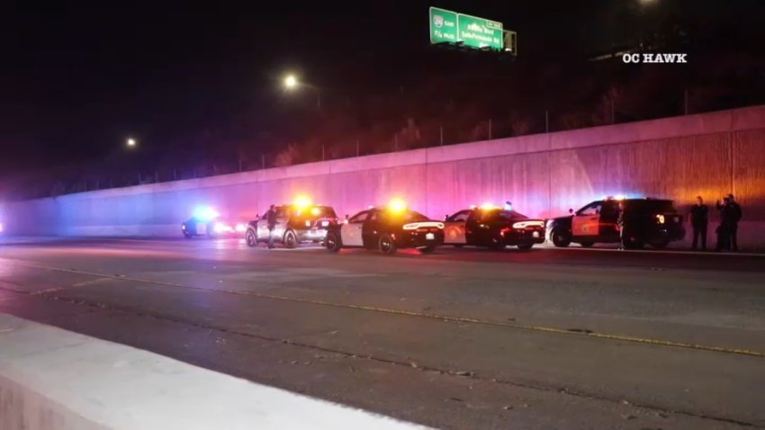 A CHP officer was hit by a car while helping a stalled driver on the 5 Freeway in Sylmar on Sunday, Aug. 18, 2024.