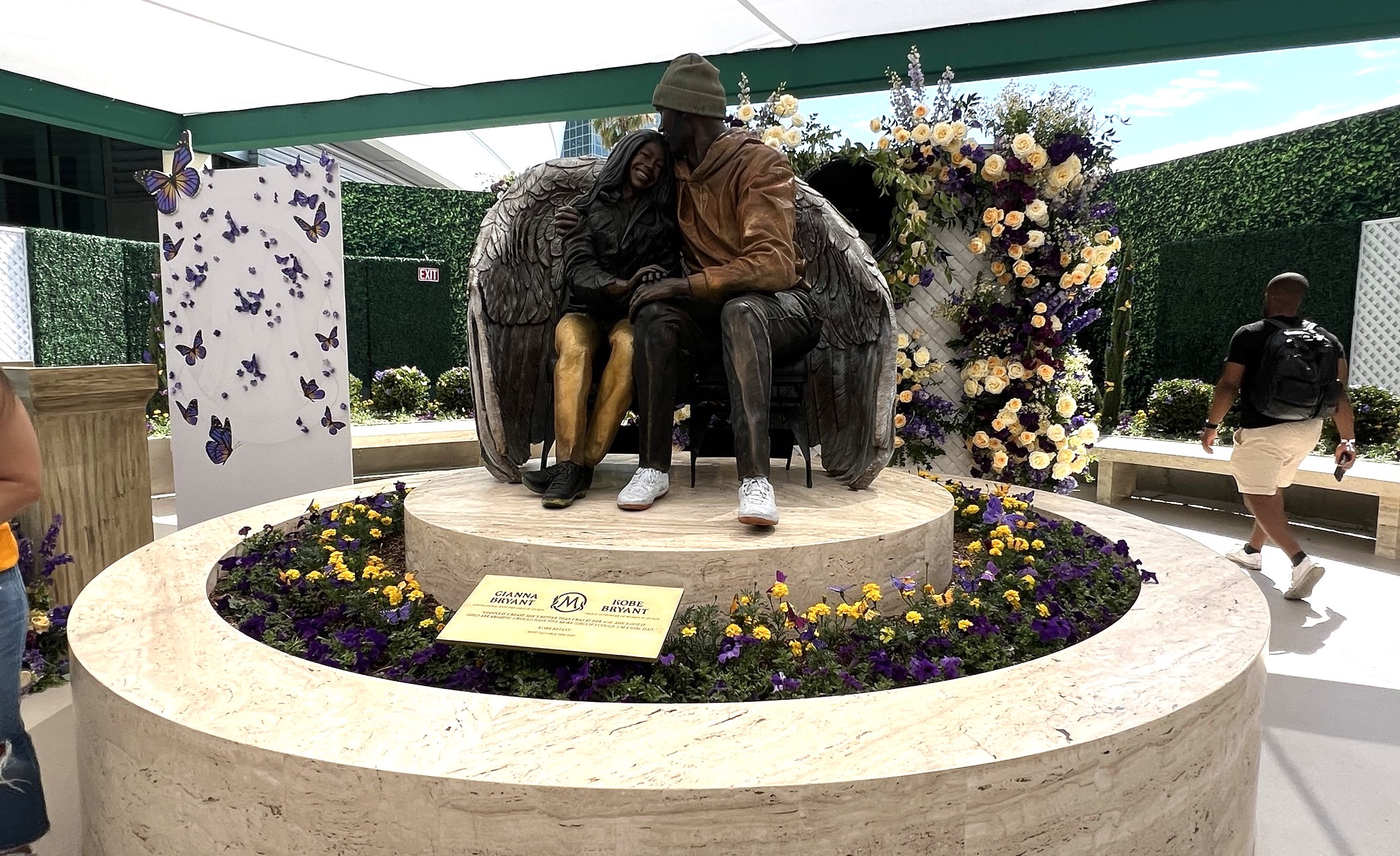 A state depicting Kobe and Gianna Bryant was unveiled Aug. 2, 2024 outside Crypto.com Arena.