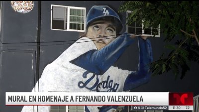 Artista hace mural en homenaje a Fernando Valenzuela