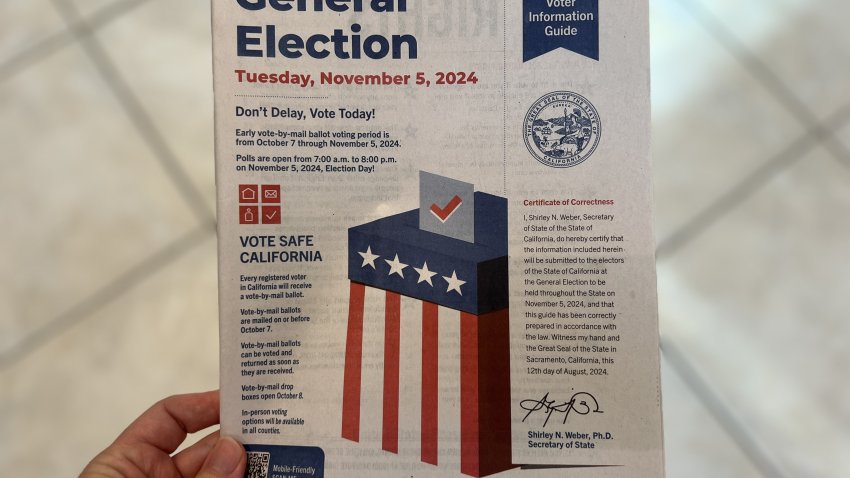 Close-up of an Official Voter Information Guide for the General Election on November 5, 2024, Lafayette, California, September 18, 2024. (Photo by Smith Collection/Gado/Getty Images)