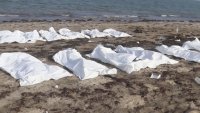 En esta imagen tomada de un video, cuerpos de migrantes arrastrados por las olas se ven en una playa en el Mar Rojo, en la costa de Yibuti, el miércoles 2 de octubre de 2024.