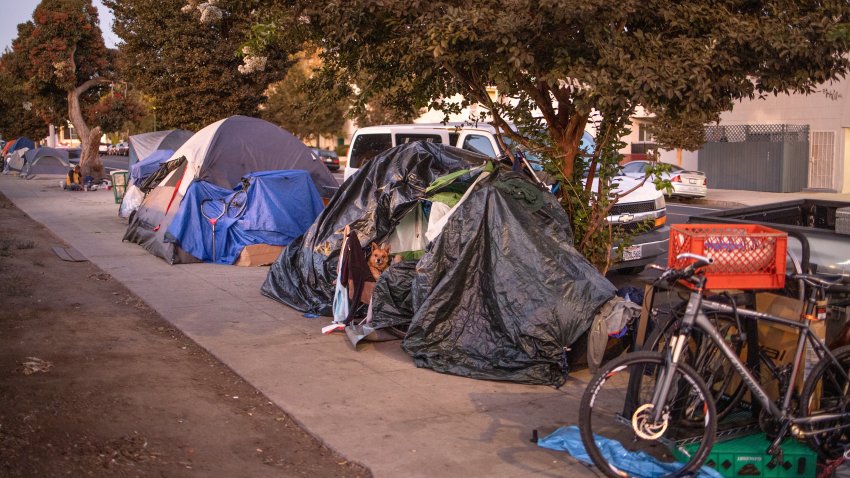 SANTA MONICA, USA – OCTOBER 6: Homeless people live in their tent on the sidewalk in the side street of the Santa Monica Bulevard in California, United States on October 06, 2019. On October 10, which is emerged as “World Homeless Day”, efforts are being made to raise awareness about the problem of global homelessness and to provide assistance to the needs.
 (Photo by Michele Crameri/Anadolu Agency via Getty Images)