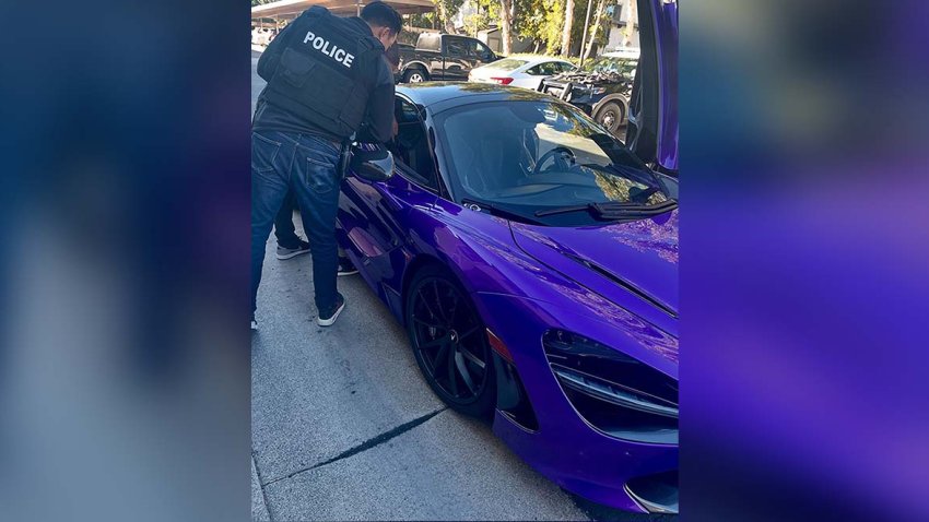 A purple McLaren was recovered in an Irvine auto theft investigation.