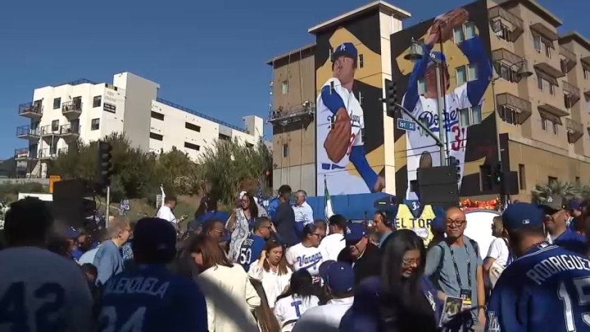 A new mural of Fernando Valenzuela in Boyle Heights, is unveiled on Sunday, Nov. 3, 2024.