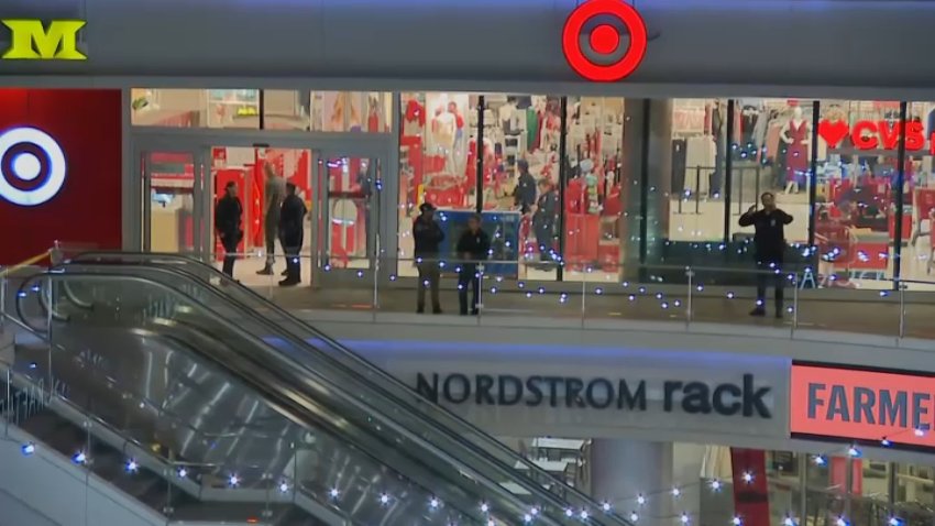 Police respond to a shooting near the Target store in downtown Los Angeles on Monday, Dec. 30, 2024.