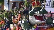 The Louisiana Office of Tourism float participates in the 136th Rose Parade.