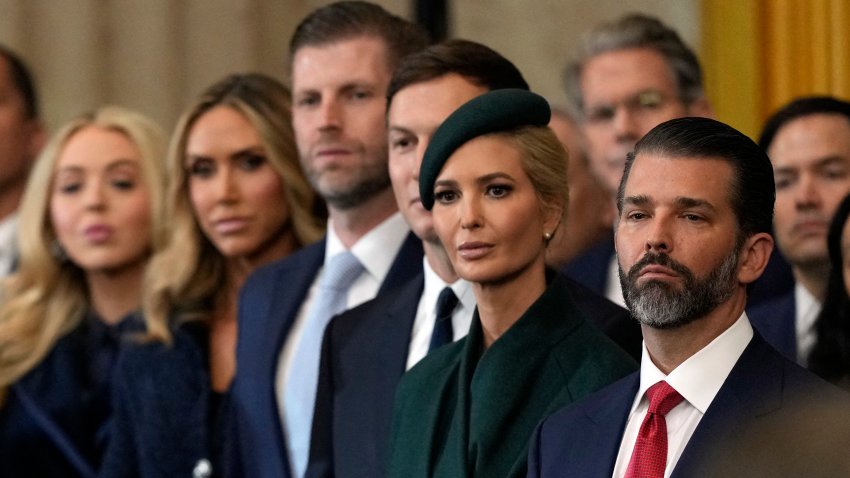 Trump family members arrive for the inauguration ceremony where Donald Trump will be sworn-in as the 47th US President in the US Capitol Rotunda in Washington, DC, on January 20, 2025. (Photo by Julia Demaree Nikhinson / AFP) (Photo by JULIA DEMAREE NIKHINSON/AFP via Getty Images)