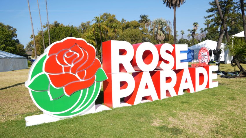 Dec 30, 2024; Pasadena, California, USA; The Rose Parade letters with the 2025 theme Best Day Ever at the Tournament of Roses House. Mandatory Credit: Kirby Lee-Imagn Images