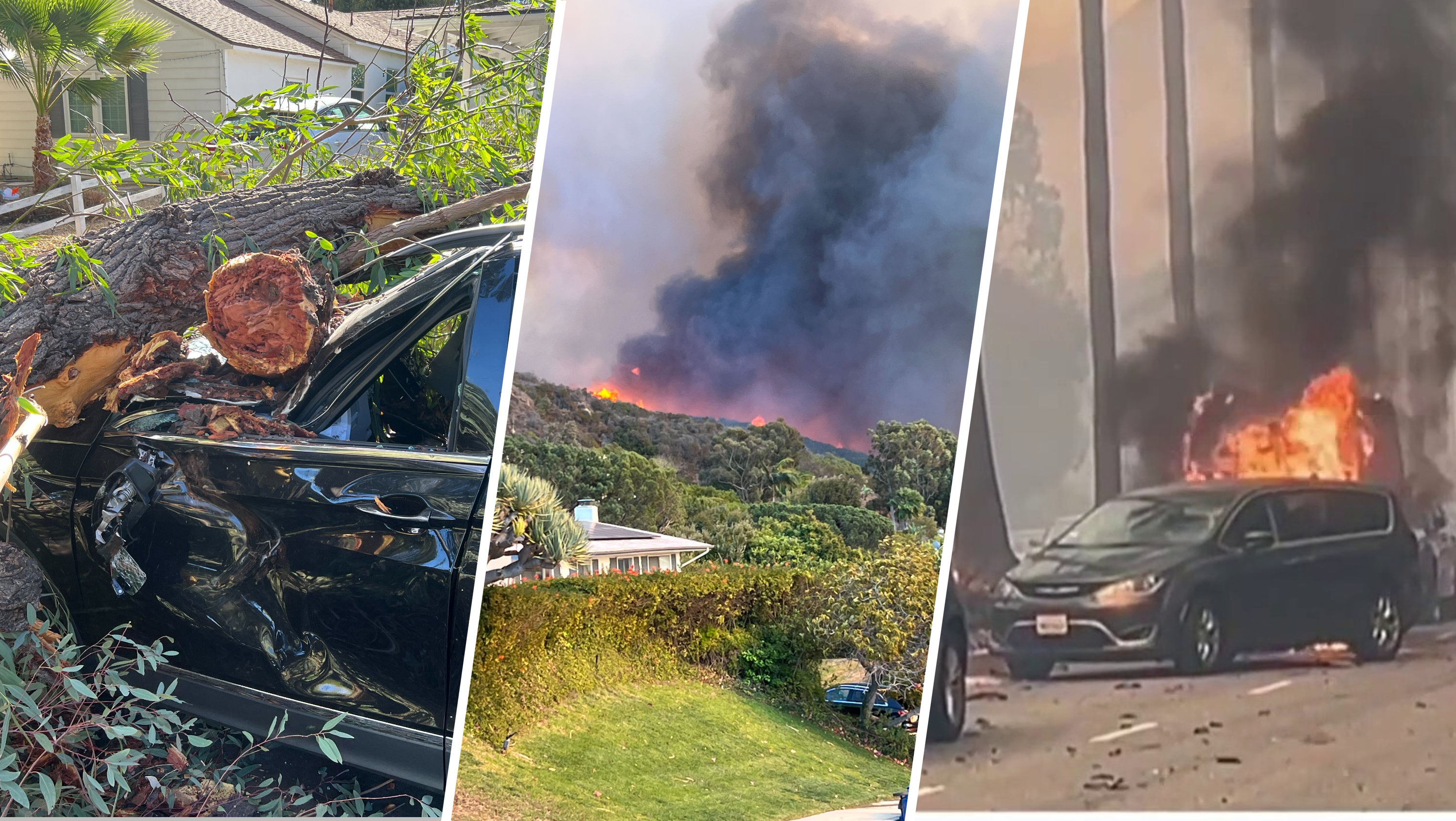 Un carro se incendia en medio de alerta por vientos en Pacific Palisades –  Telemundo 52