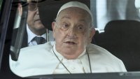 ROME, ITALY – MARCH 23: Pope Francis leaves the Gemelli hospital, the first time he has appeared in public since being admitted to hospital on March 23, 2025 in Rome, Italy. The 88-year-old pontiff was admitted to the hospital on February 14th with a respiratory tract infection and double pneumonia. The Vatican said yesterday that his overall health remains stable, with slight improvements. (Photo by Antonio Masiello/Getty Images)