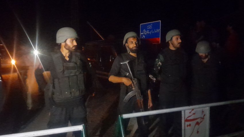 MUZAFFARABAD, PAKISTAN – MAY 7: Pakistani soldiers take security measures around the city as the people panic during blackout after India launches strikes on Pakistan, in Muzaffarabad, Pakistan on May 7, 2025. (Photo by Naseer Chudary/Anadolu via Getty Images)