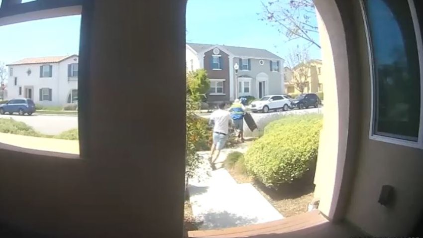 Security camera video shows men running from a home April 20, 2025 in Irvine.