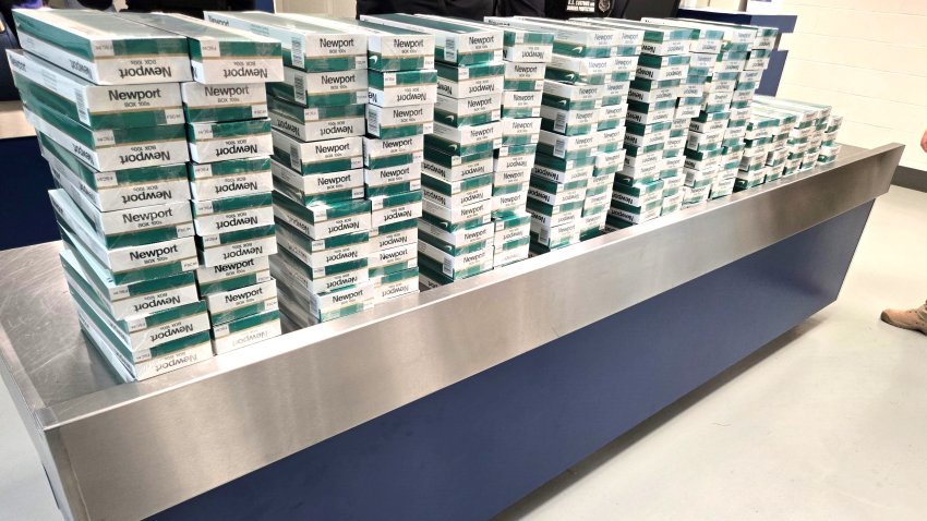 Hundreds of cartons of contraband cigarettes were seized from two passengers arriving April 17 in Southern California on a cruise ship.