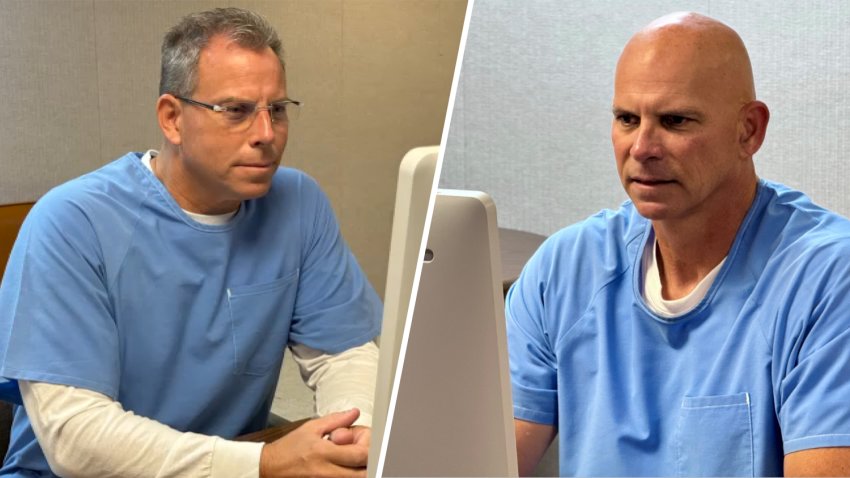 Handout photos show Erik and Lyle Menendez attending parole hearings in August, 2025.