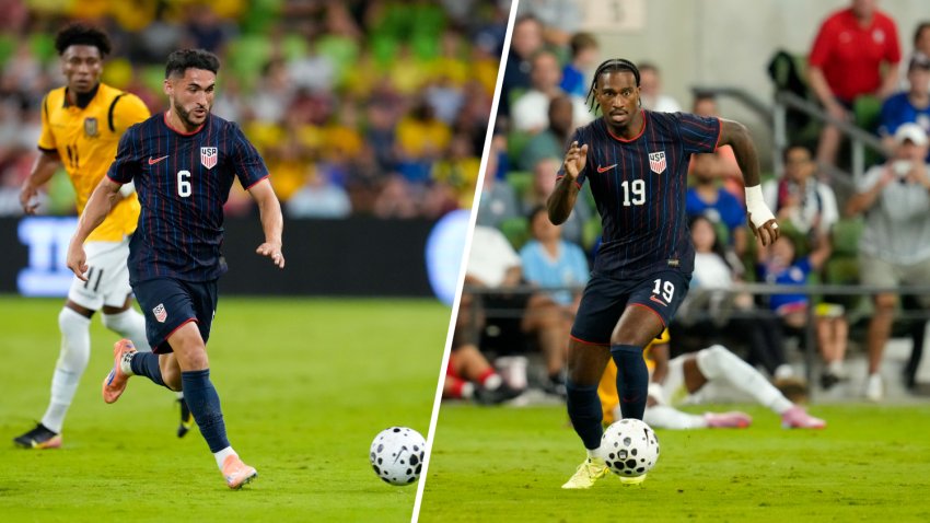 Cristian Roldan, left, and Haji Wright appear for Team USA.