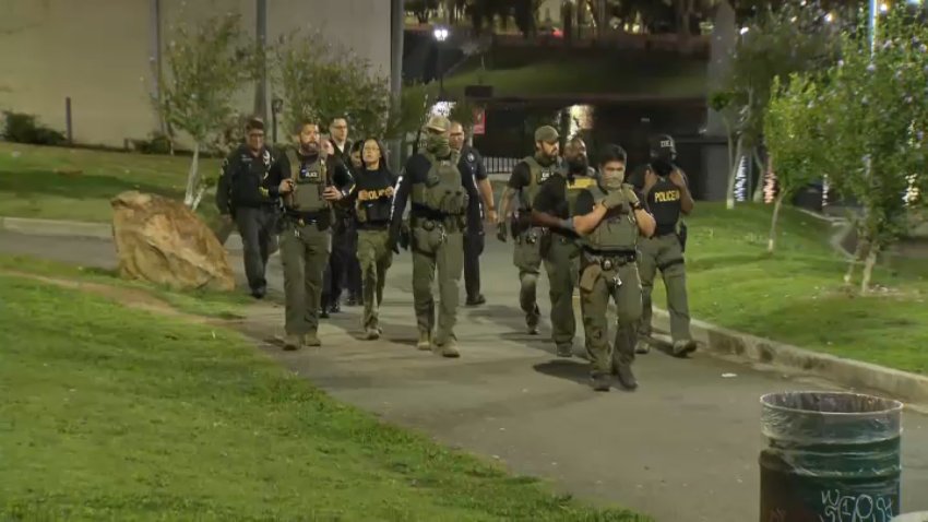 Local and federal agencies carry out a narcotics bust at MacArthur Park on Wednesday, June 17, 2026.
